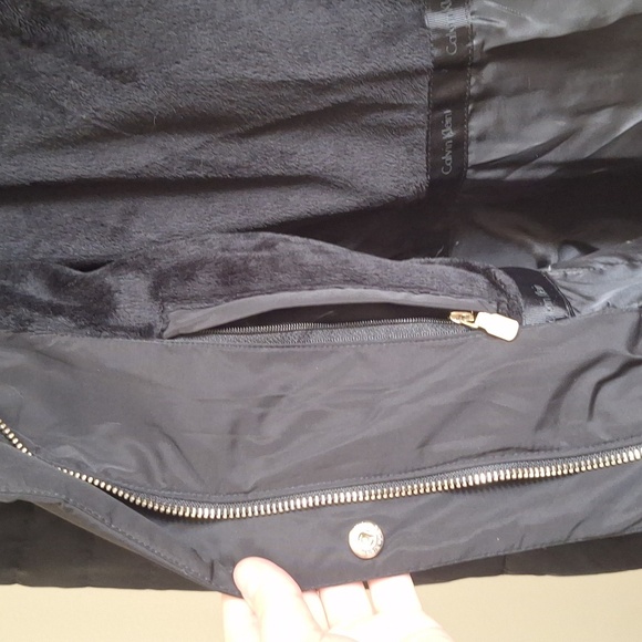 Calvin Klein Black Puffer Coat with Faux Fur Hood Size Medium - Picture 9 of 13